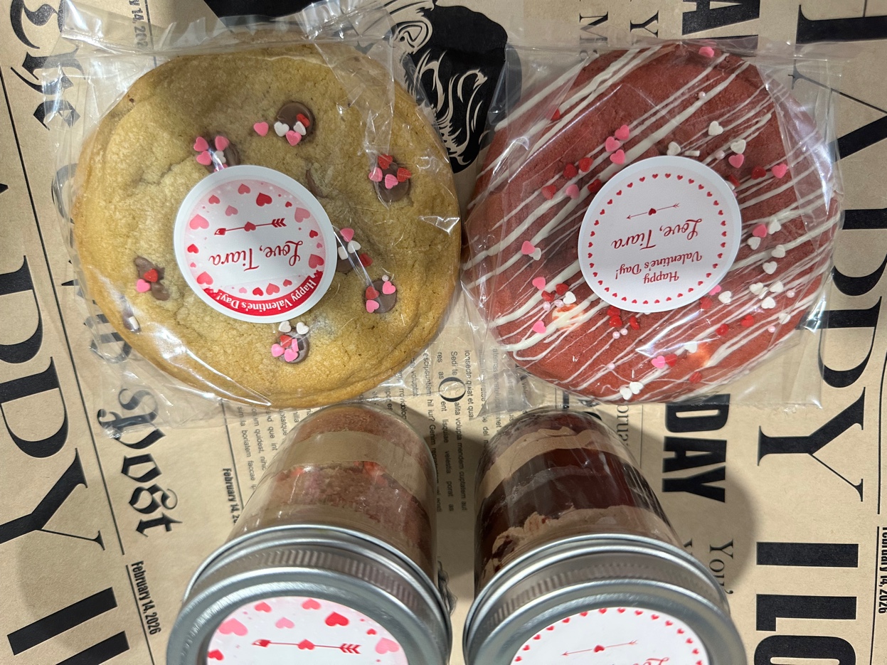 Cookie and mason jar flat lay
