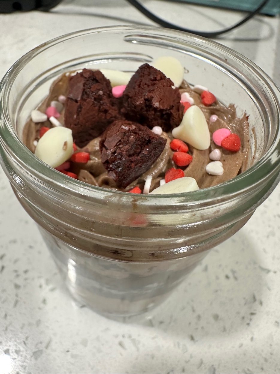 Chocolate brownie mason jar