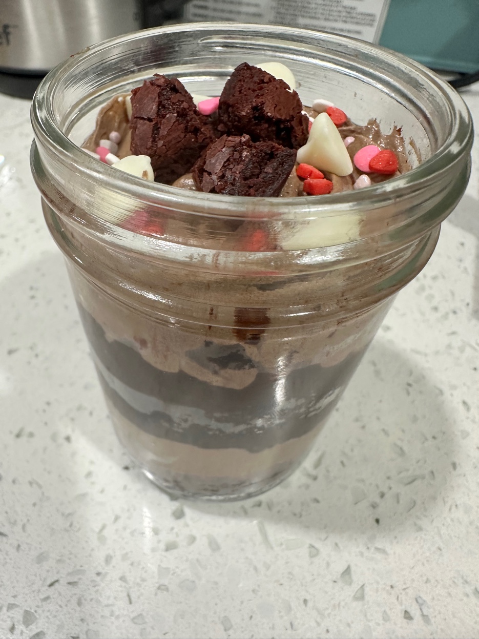 Brownie jar with ganache